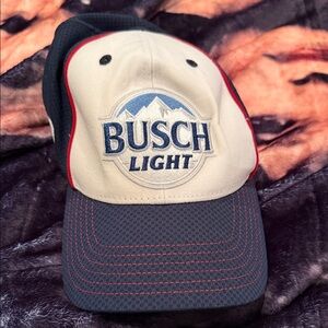 Busch Light #4 Stewart Haas/Nascar Blue & White w/red trim hook & loop Cap-OSFM